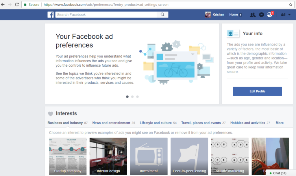 edit your Facebook ad preferences